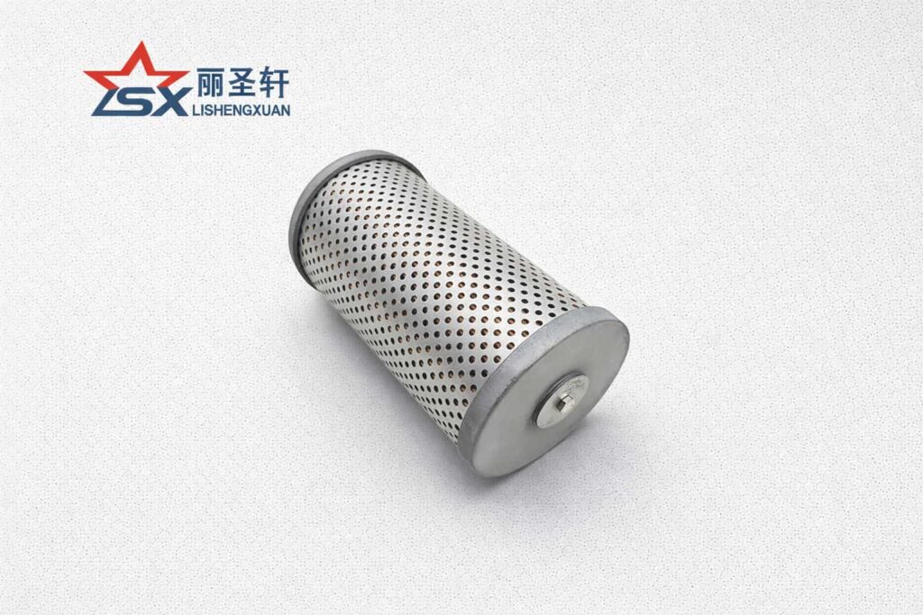 Hydraulic oil filter element with perforated metal outer shell for industrial equipment