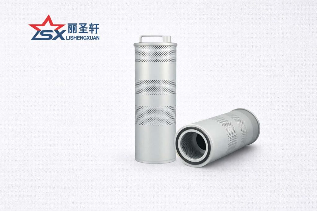 Industrial hydraulic filter elements in standing and horizontal views
