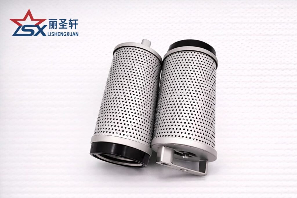 P021236 60014122 EF124DS P584737 60210416 SH85054 hydraulic oil filter element pair angled view