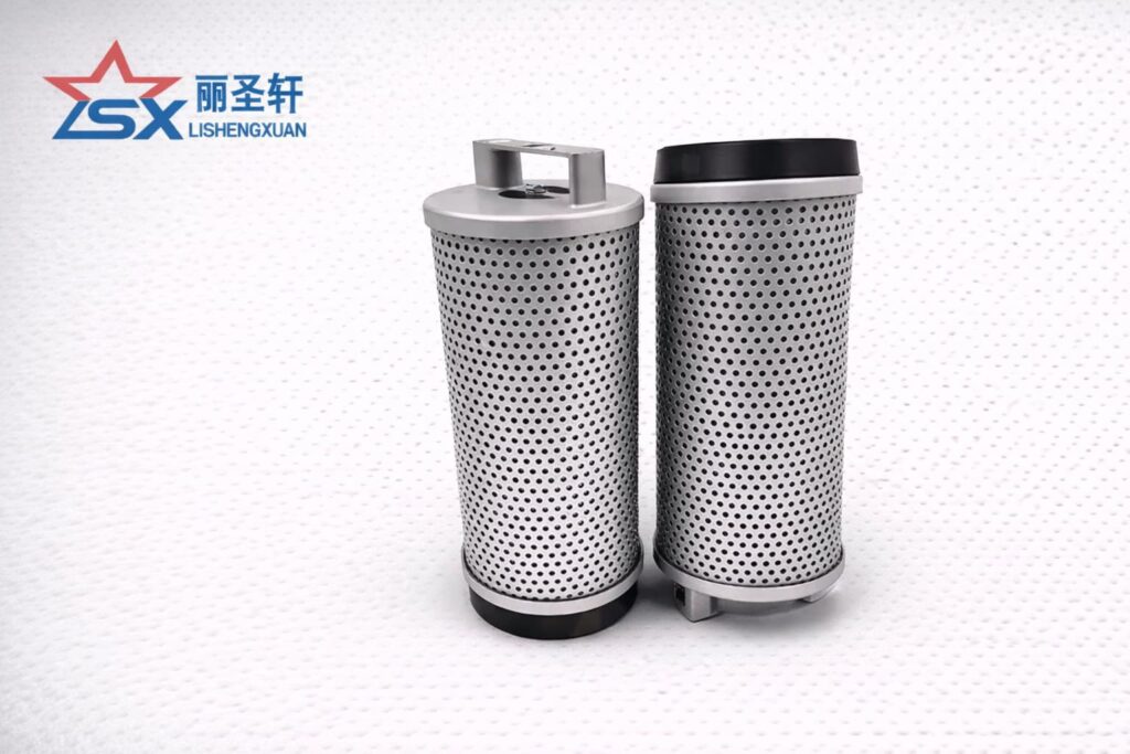 P021236 60014122 EF124DS P584737 60210416 SH85054 hydraulic oil filter element pair front angled view