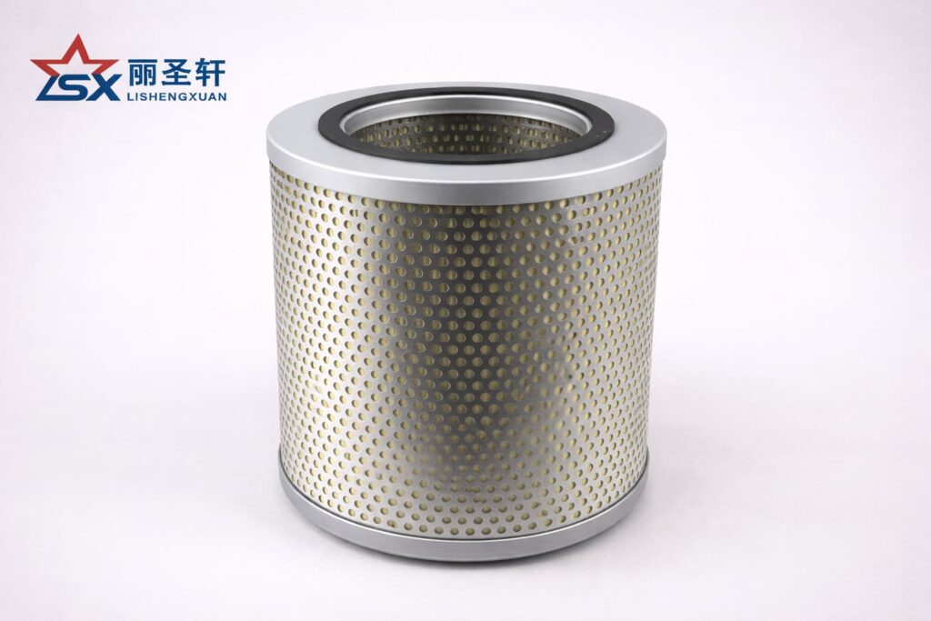 Cylindrical perforated metal cartridge filter with large open center for equipment replacement