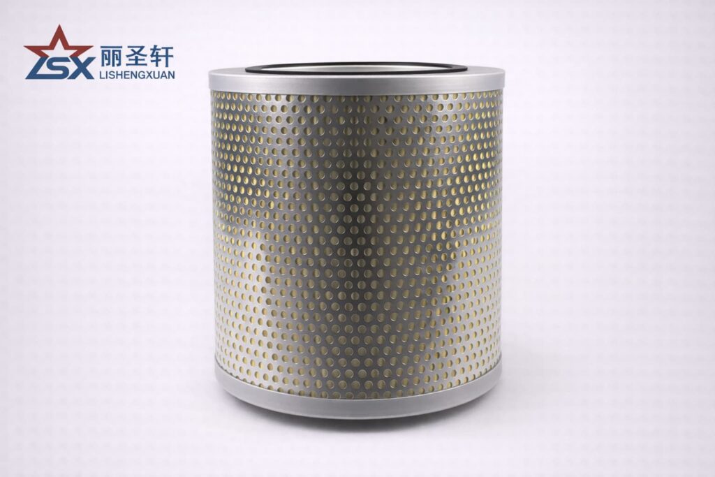 Horizontal perforated metal filter cartridge with rubber gasket for industrial air or oil filter applications