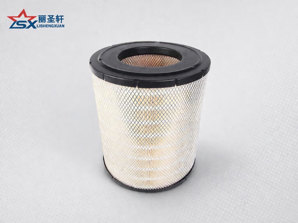 LSX branded round PU air filter element with 175 mm inner diameter and 370 mm height on a clean light gray product background