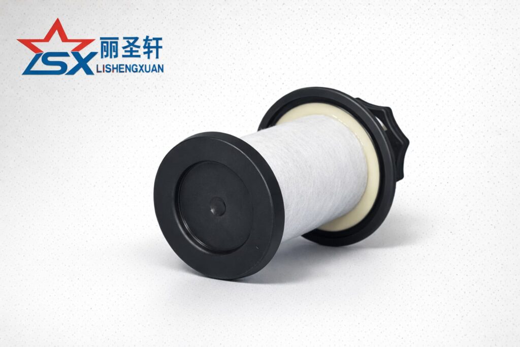LSX oil gas separator element catalog image with light gray textured background