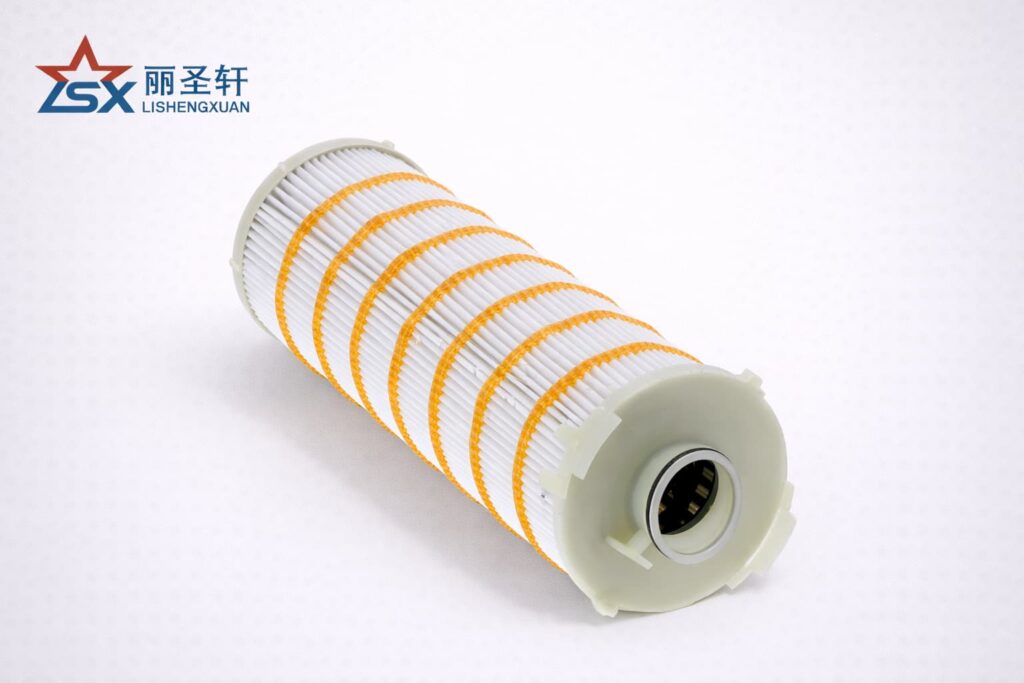 Pleated cartridge filter element with plastic end caps for industrial fluid filtration