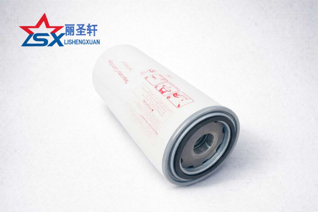 Spin-on oil separator cartridge with threaded end side view