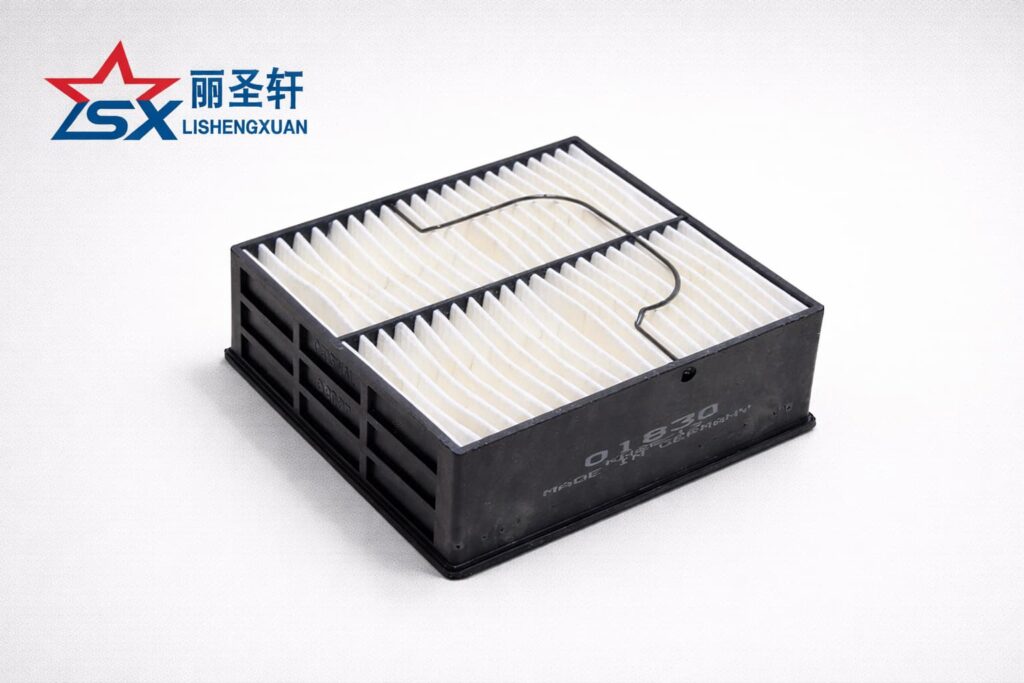 Square fuel water separator filter element angled view