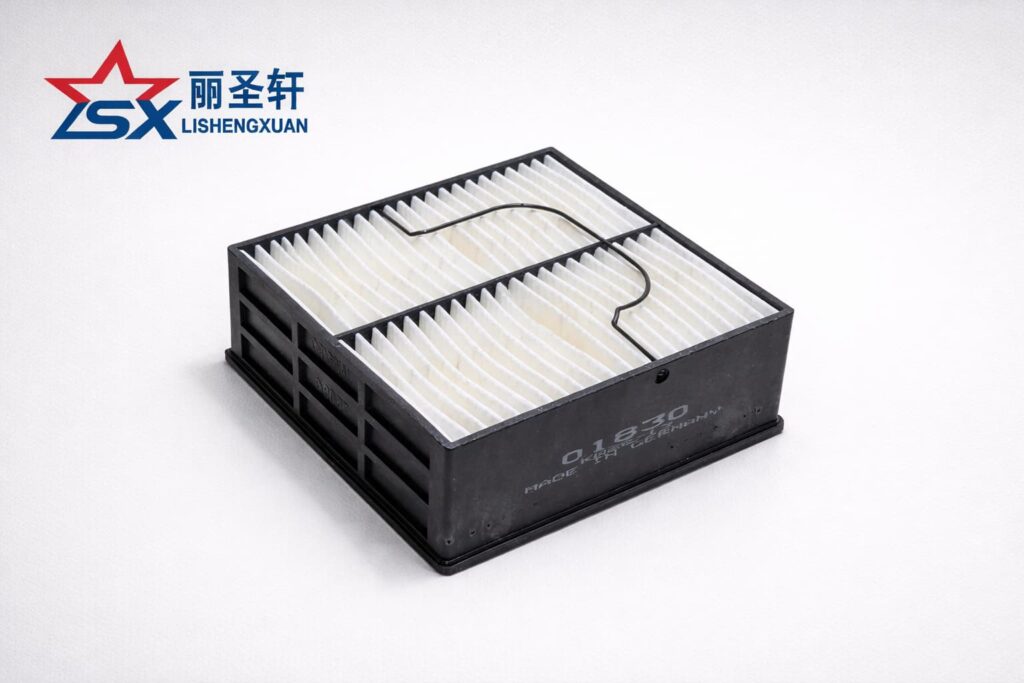 Square fuel water separator filter element rear angle view