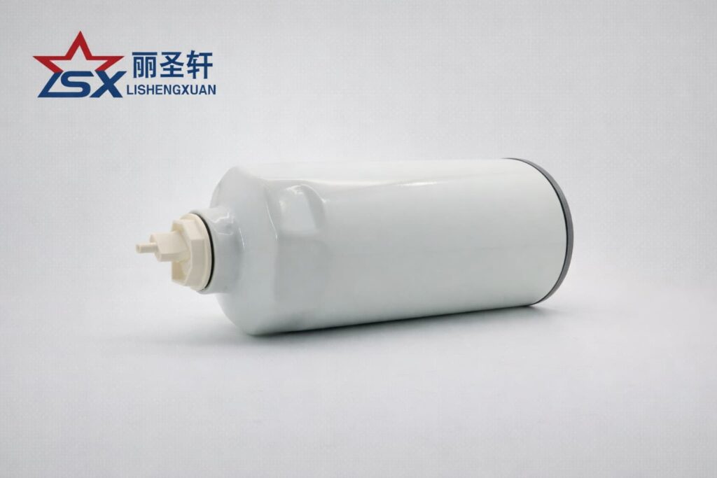 White fuel filter side view catalog image