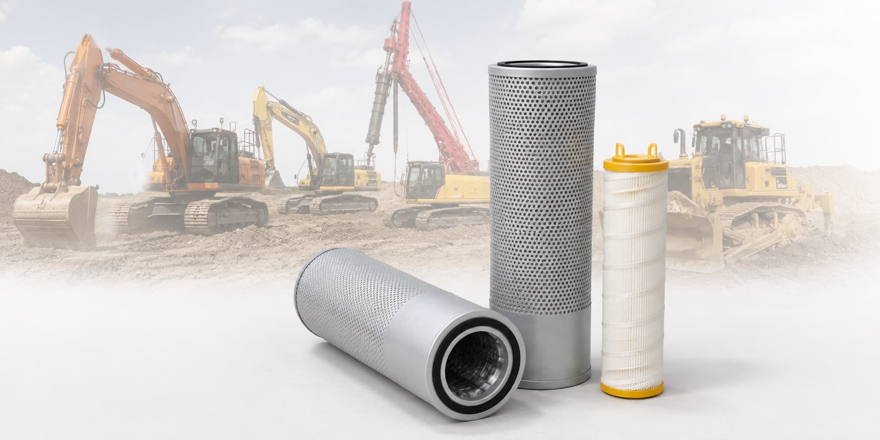 Hydraulic filter elements for construction machinery applications