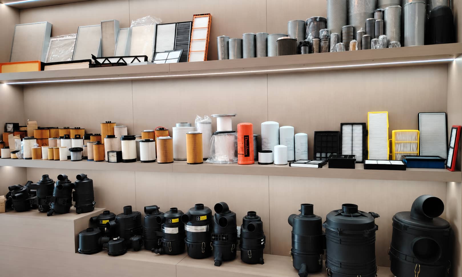 LSX Filter sample room with industrial filter samples for custom filter sample support