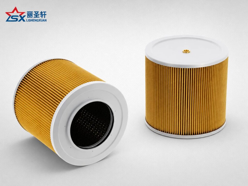4244123 hydraulic oil filter elements showing upright and side views for Doosan Daewoo Hitachi and Fiat Hitachi co