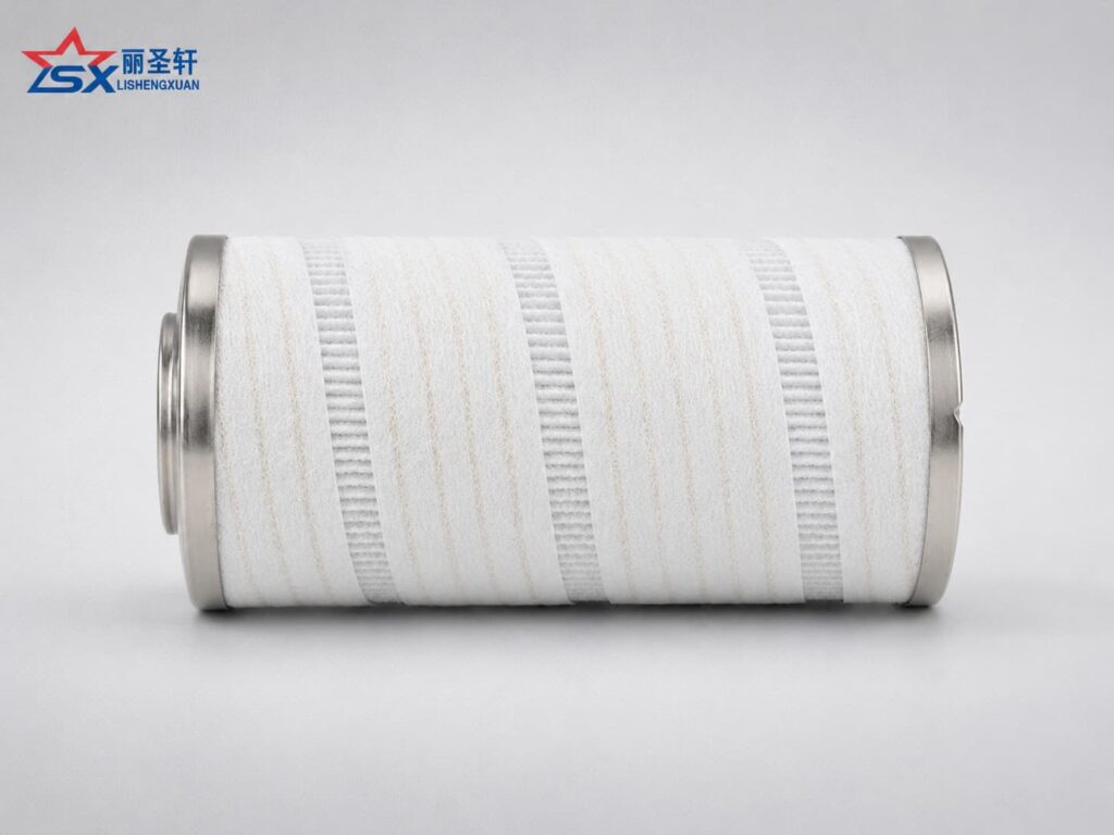 Fiberglass hydraulic oil filter element with metal end caps for heavy equipment replacement