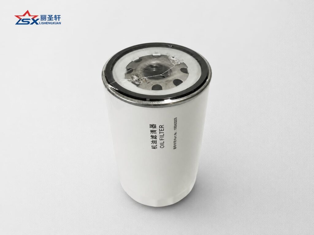 LF16285 spin-on engine oil filter showing threaded top plate and gasket for Weichai Baudouin and heavy-duty diesel equipment