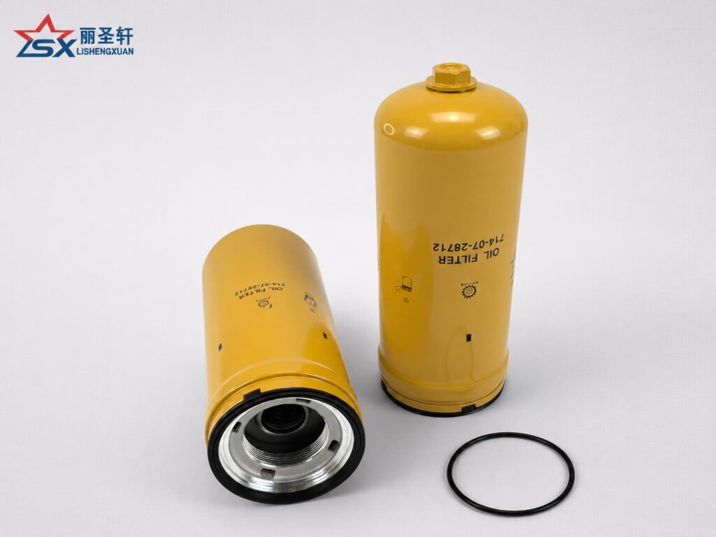 P502448 hydraulic oil filter showing threaded base, sealing structure, and replacement O-ring